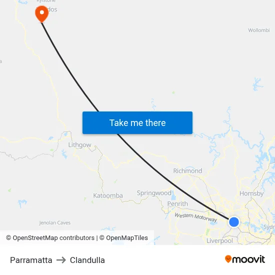 Parramatta to Clandulla map