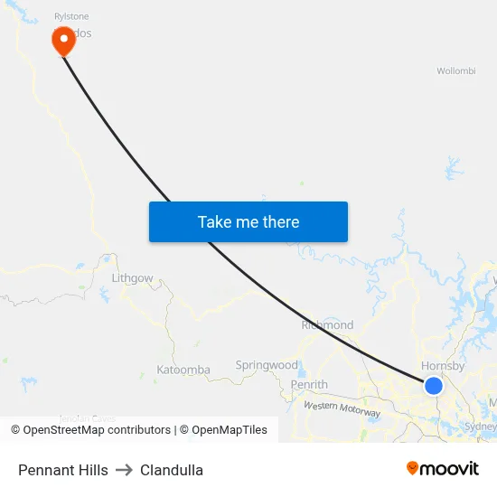 Pennant Hills to Clandulla map