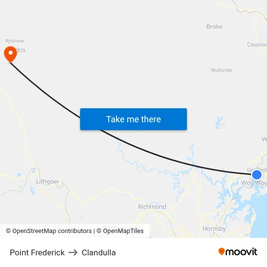 Point Frederick to Clandulla map