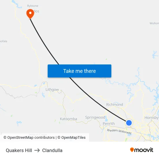 Quakers Hill to Clandulla map
