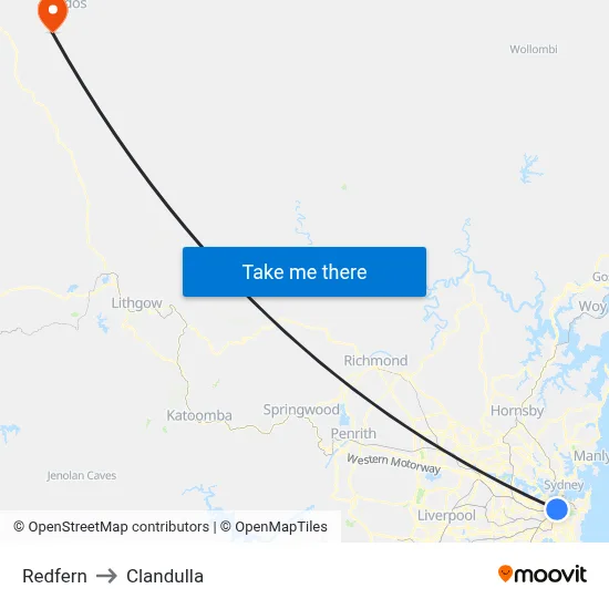Redfern to Clandulla map