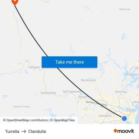 Turrella to Clandulla map
