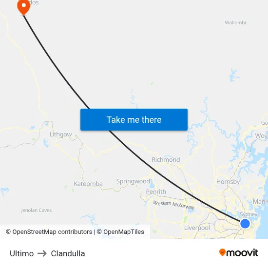 Ultimo to Clandulla map