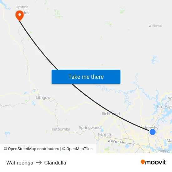 Wahroonga to Clandulla map