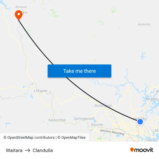 Waitara to Clandulla map