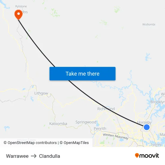 Warrawee to Clandulla map