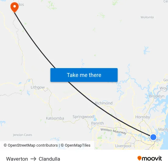 Waverton to Clandulla map