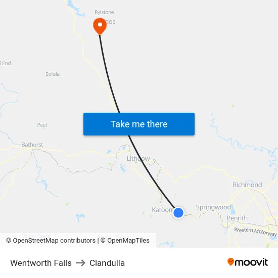 Wentworth Falls to Clandulla map