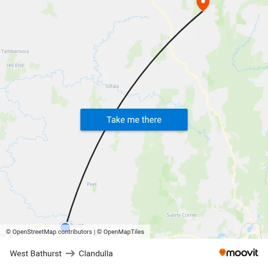 West Bathurst to Clandulla map