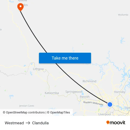 Westmead to Clandulla map