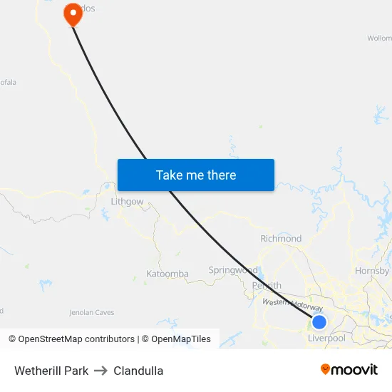 Wetherill Park to Clandulla map