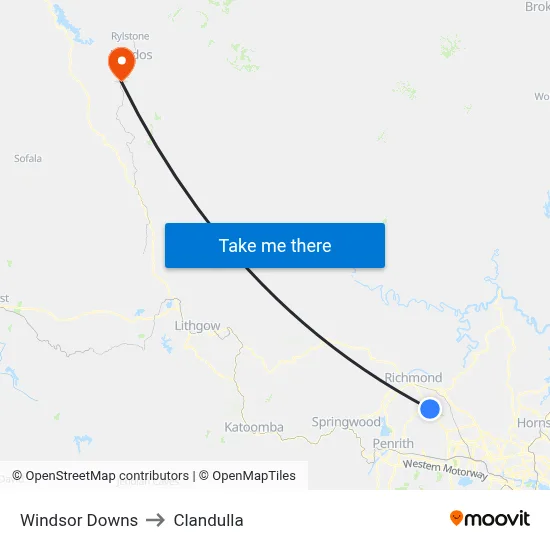 Windsor Downs to Clandulla map