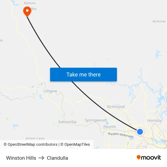 Winston Hills to Clandulla map