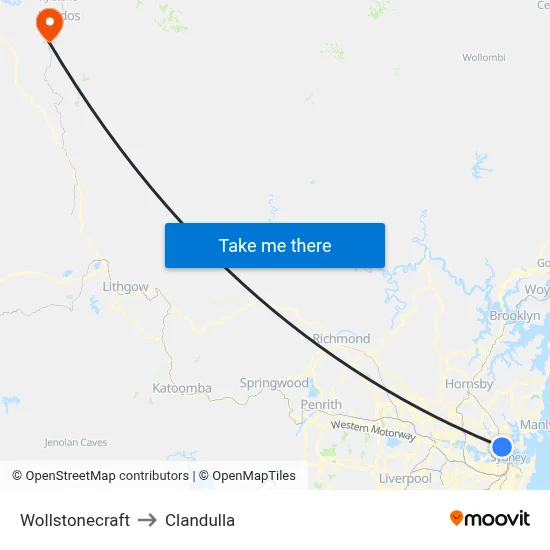 Wollstonecraft to Clandulla map