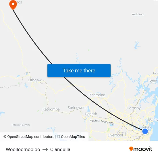 Woolloomooloo to Clandulla map