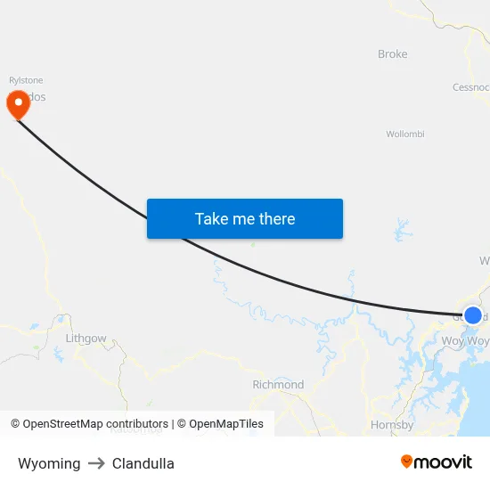 Wyoming to Clandulla map