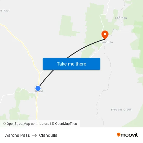Aarons Pass to Clandulla map