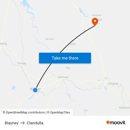 Blayney to Clandulla map