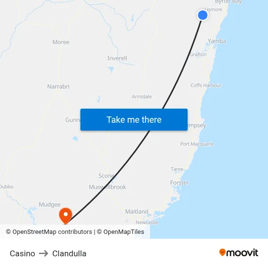 Casino to Clandulla map
