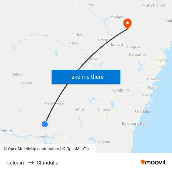 Culcairn to Clandulla map