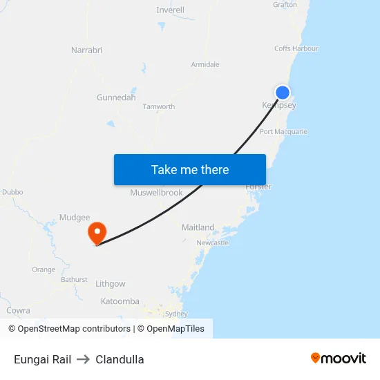 Eungai Rail to Clandulla map