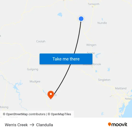 Werris Creek to Clandulla map