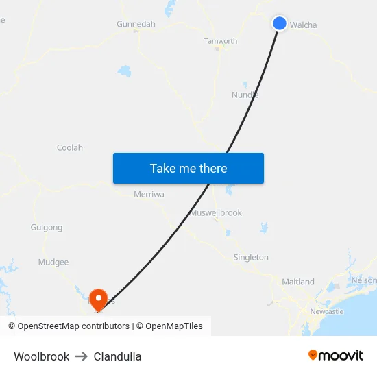 Woolbrook to Clandulla map
