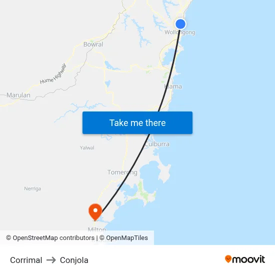 Corrimal to Conjola map