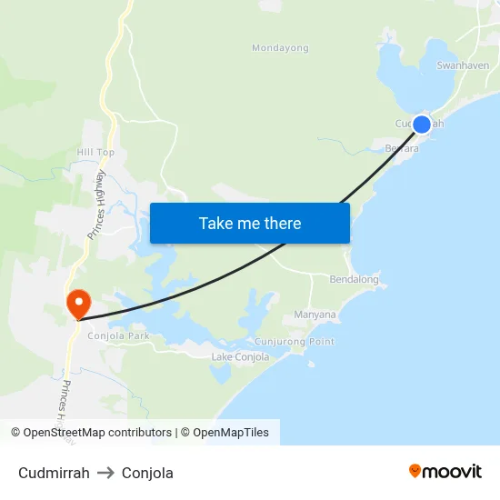 Cudmirrah to Conjola map