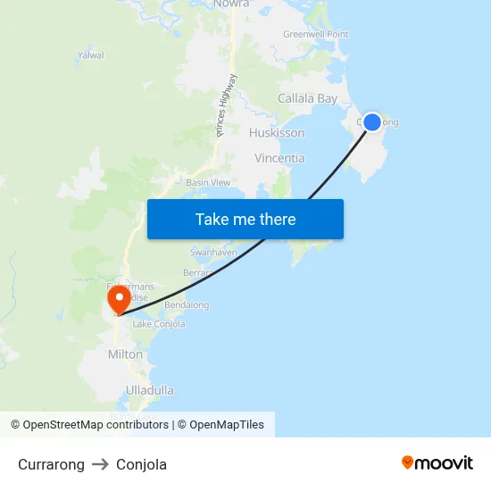 Currarong to Conjola map