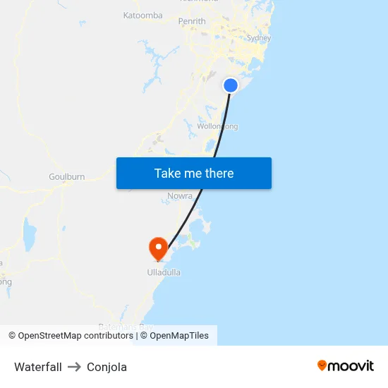 Waterfall to Conjola map