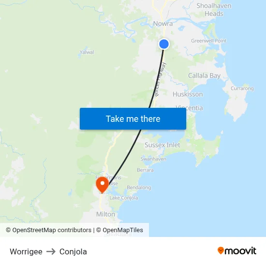Worrigee to Conjola map