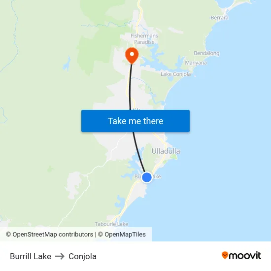 Burrill Lake to Conjola map
