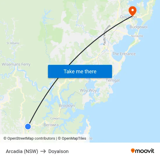 Arcadia (NSW) to Doyalson map
