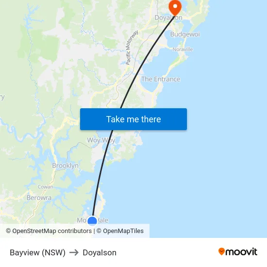 Bayview (NSW) to Doyalson map