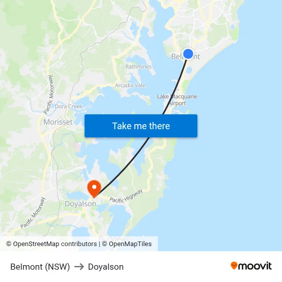 Belmont (NSW) to Doyalson map