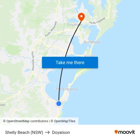 Shelly Beach (NSW) to Doyalson map