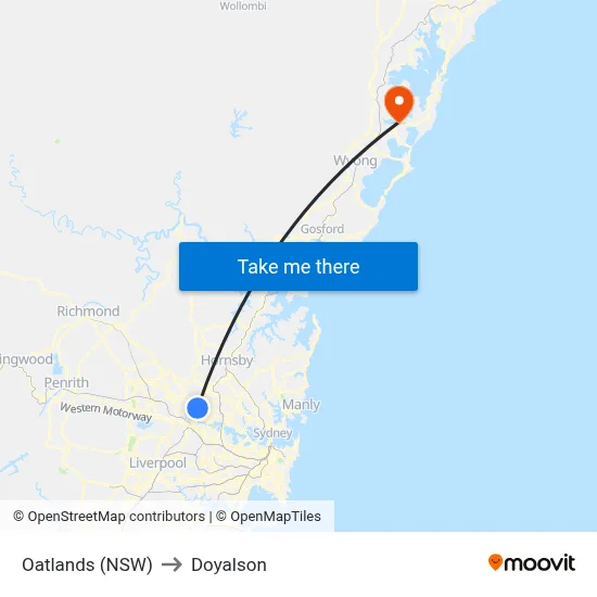 Oatlands (NSW) to Doyalson map