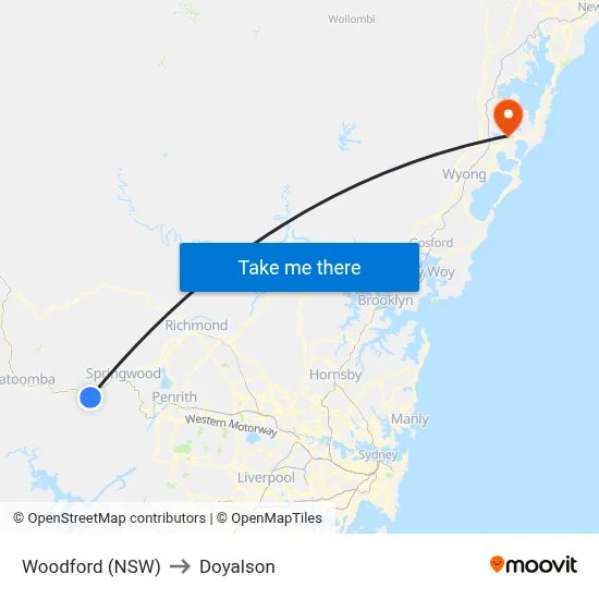 Woodford (NSW) to Doyalson map