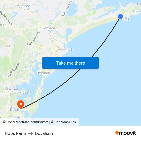 Bobs Farm to Doyalson map