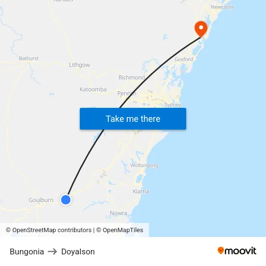 Bungonia to Doyalson map