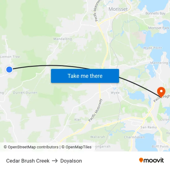 Cedar Brush Creek to Doyalson map