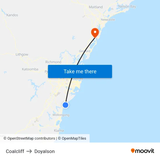 Coalcliff to Doyalson map
