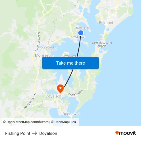 Fishing Point to Doyalson map