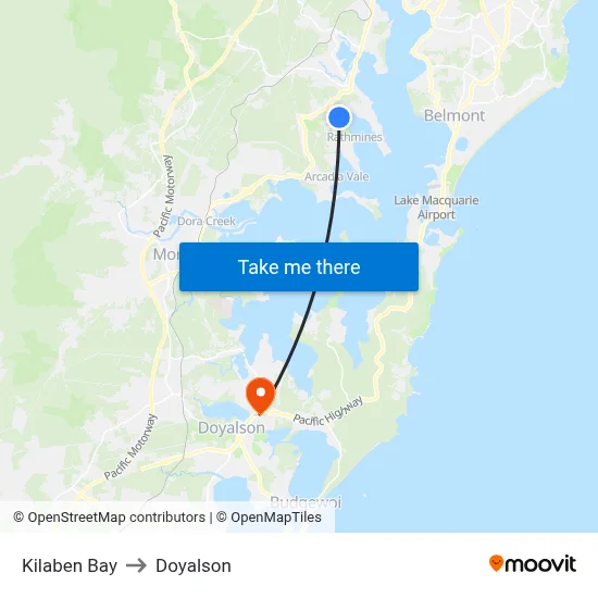 Kilaben Bay to Doyalson map