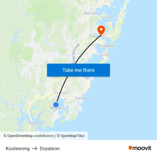 Koolewong to Doyalson map