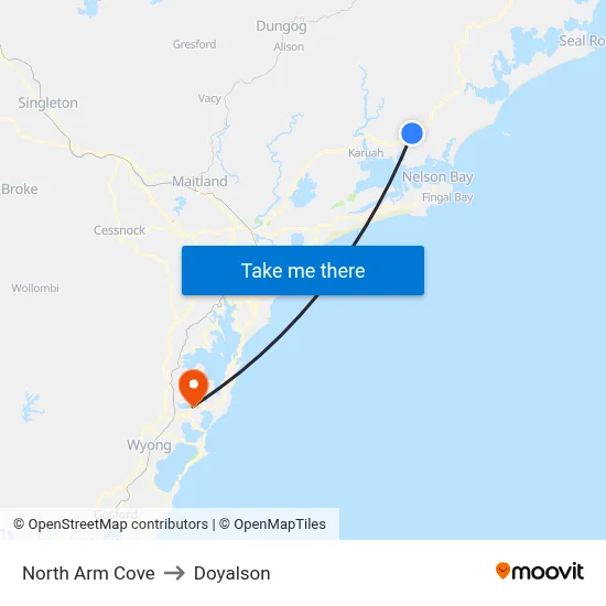 North Arm Cove to Doyalson map
