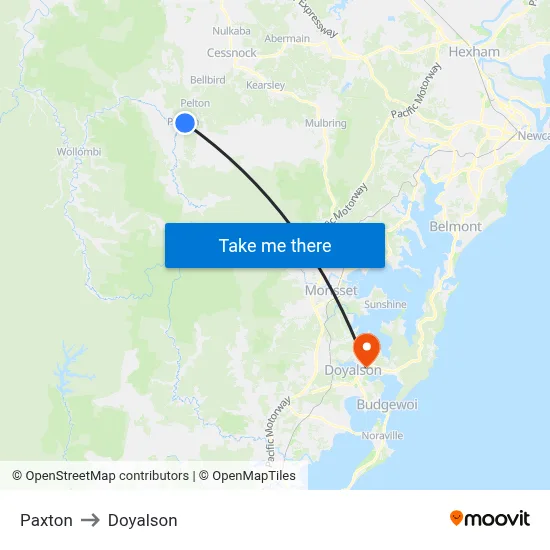 Paxton to Doyalson map