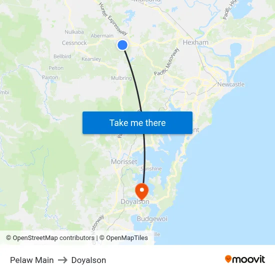 Pelaw Main to Doyalson map