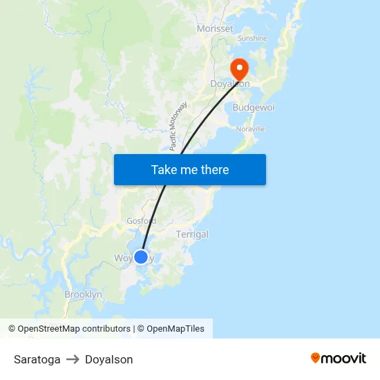 Saratoga to Doyalson map